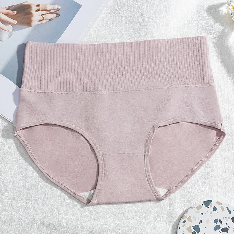 Cotton Women's Panties Elastic Soft Large Size XXL Solid color Ladies Underwear Breathable Sexy High Waist Tummy control Briefs