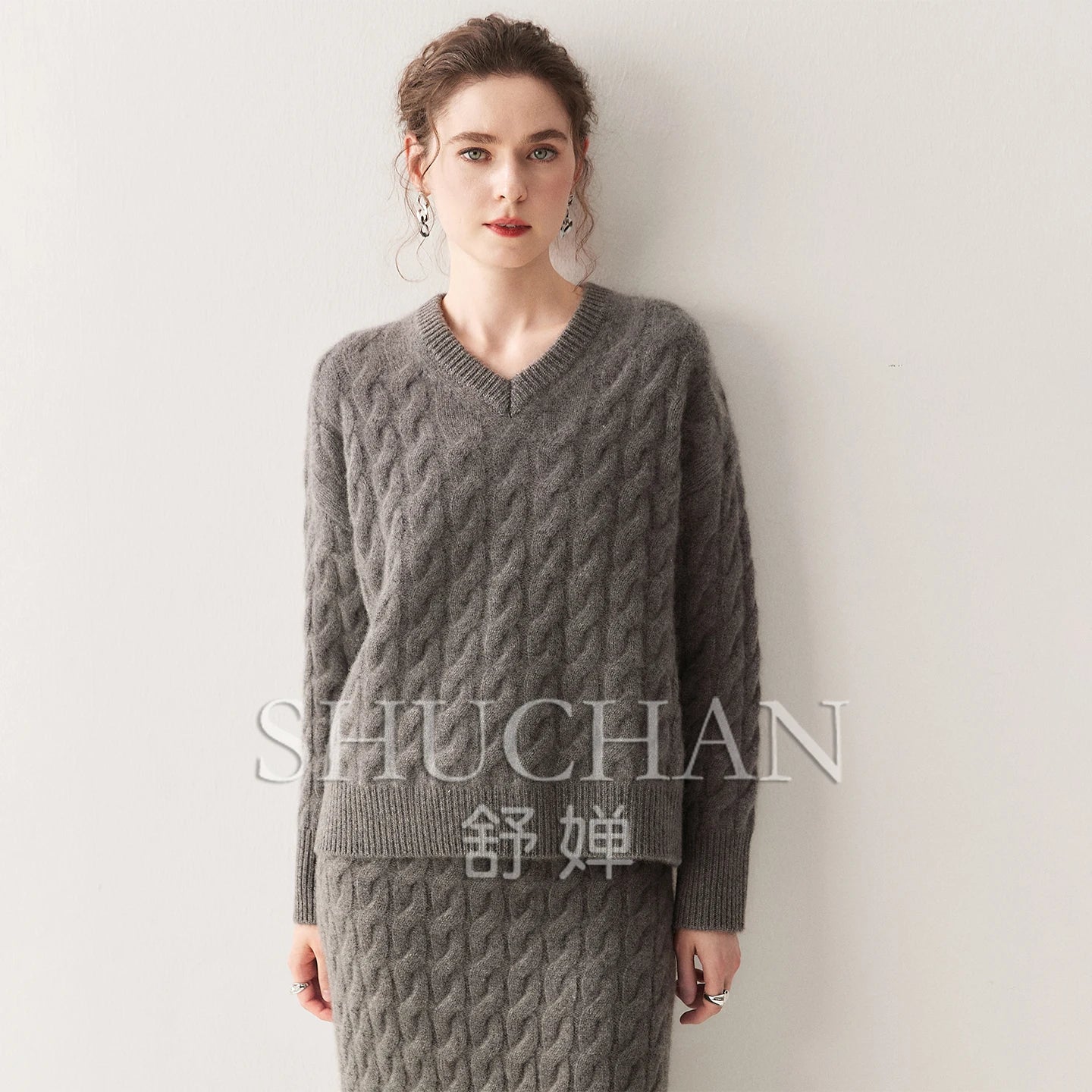 Fireladyfur Women's Winter Goose Down Coat with Tuscan Wool