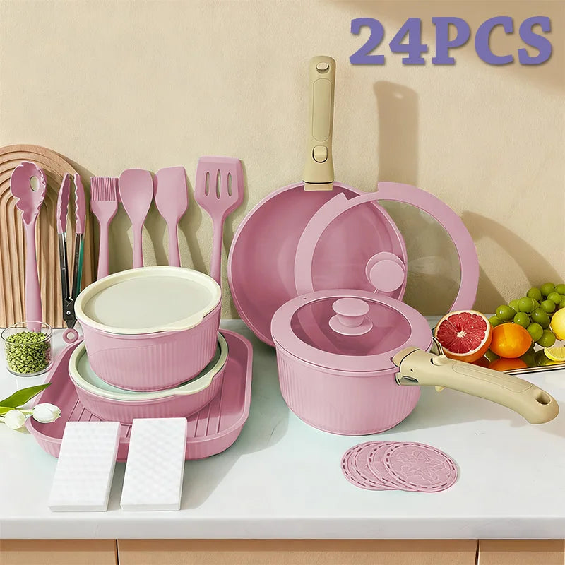 CeramiFlex™ 17-Pc Detachable Cookware Set 🍳✨