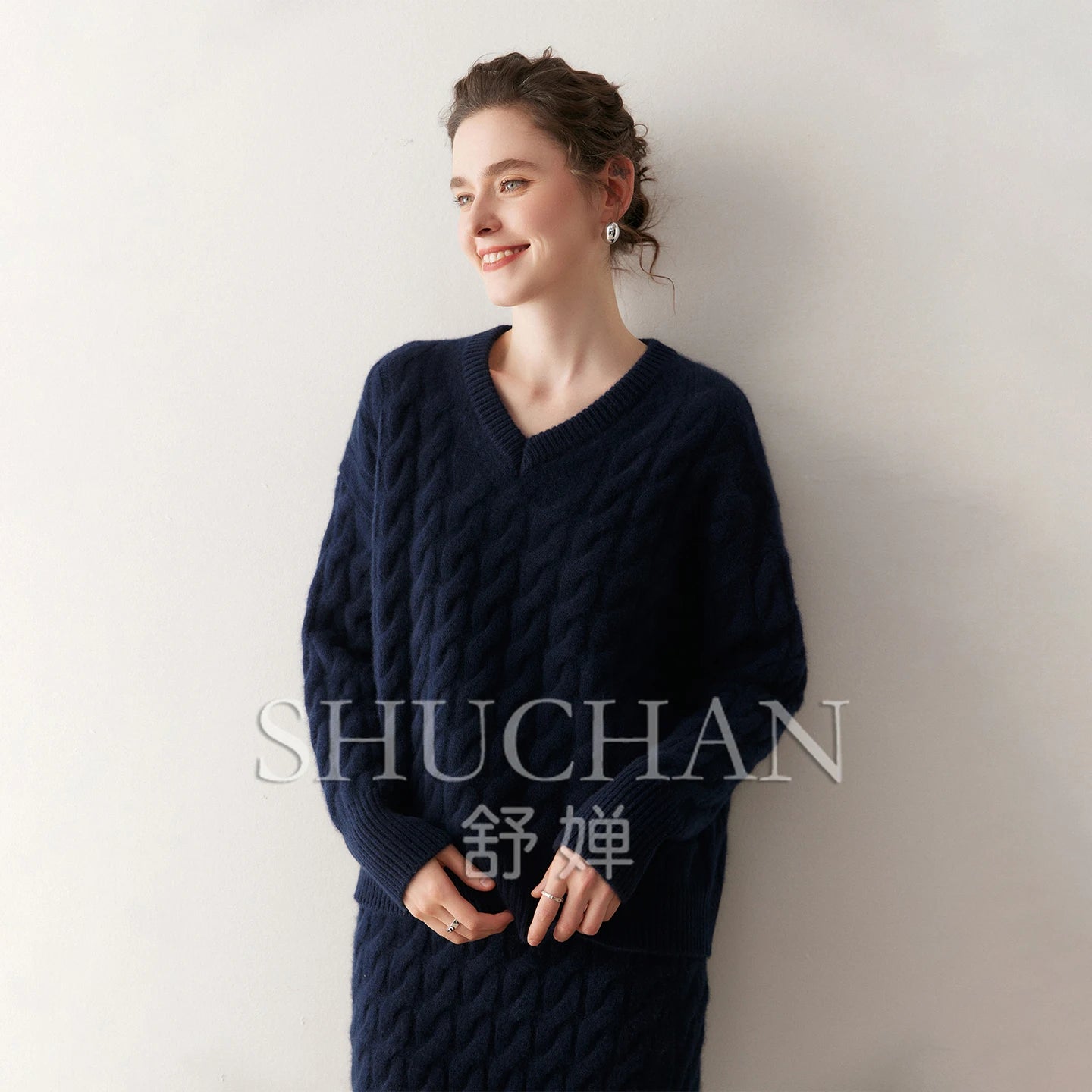 Fireladyfur Women's Winter Goose Down Coat with Tuscan Wool