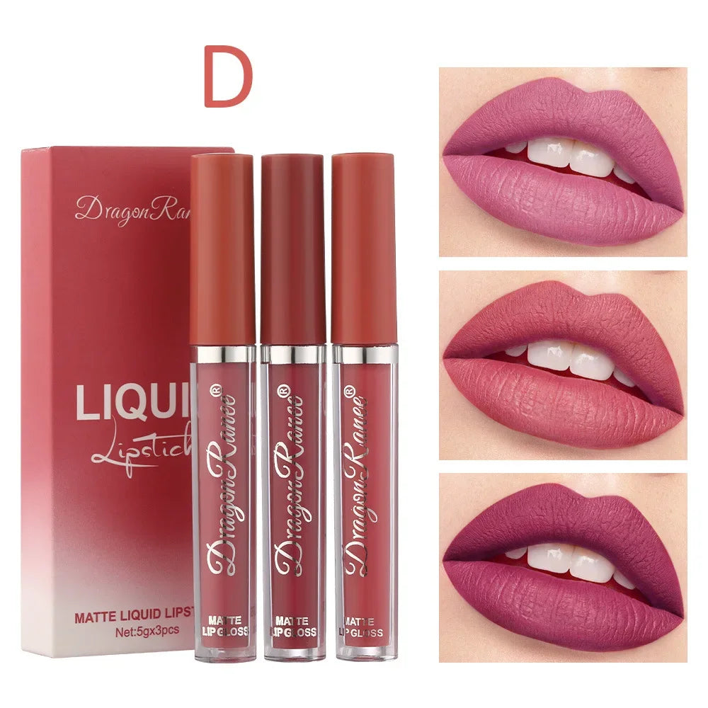 3 Pcs Long Lasting Liquid Lipstick Set Matte Lipsticks Waterproof