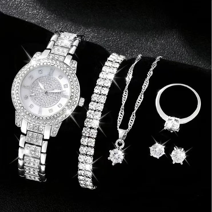Women’s Luxury Quartz Watch & Jewelry Set – Elegant Style