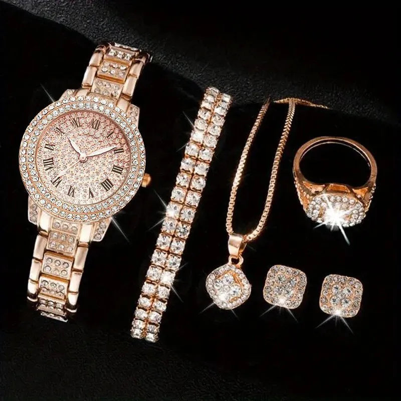 Women’s Luxury Quartz Watch & Jewelry Set – Elegant Style