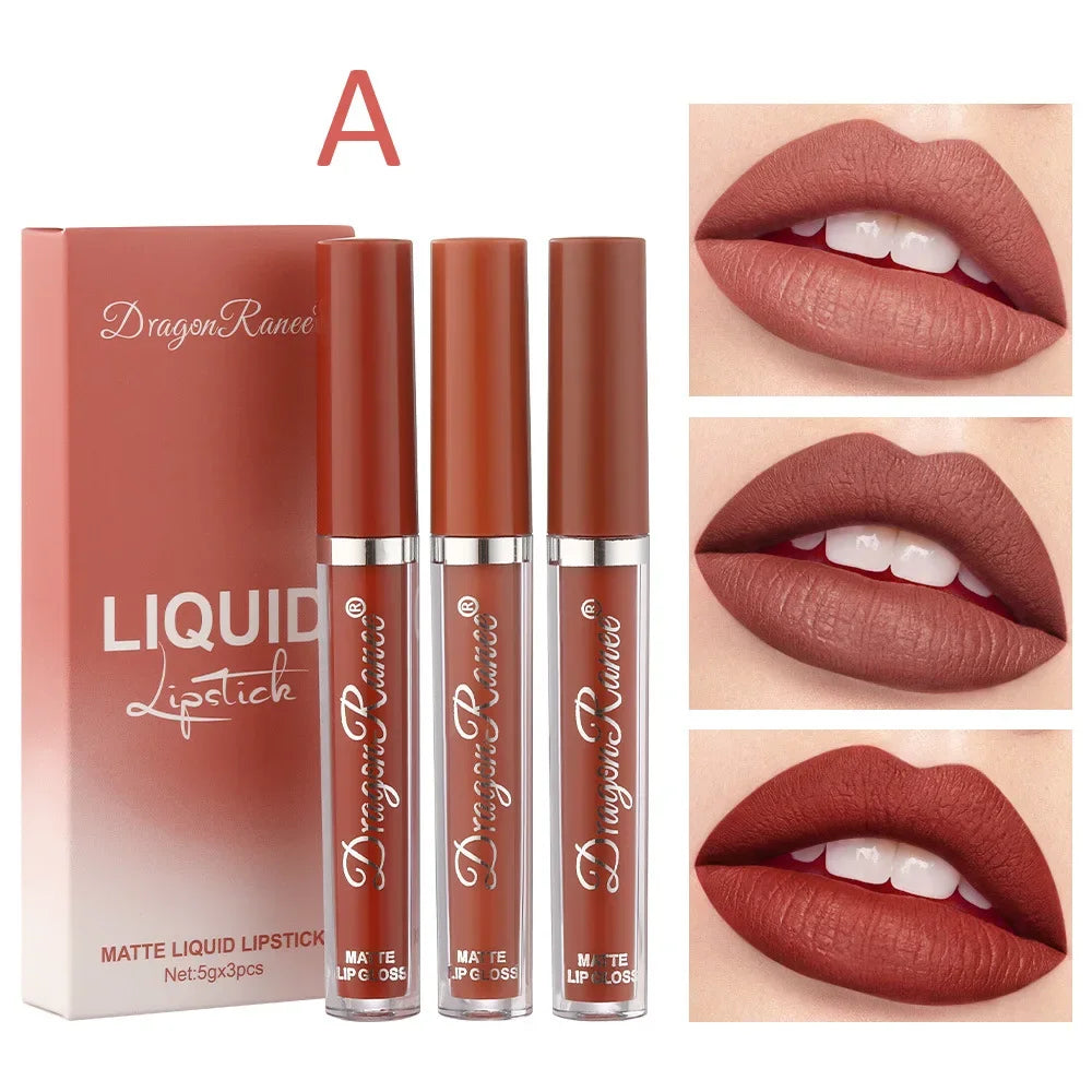 3 Pcs Long Lasting Liquid Lipstick Set Matte Lipsticks Waterproof