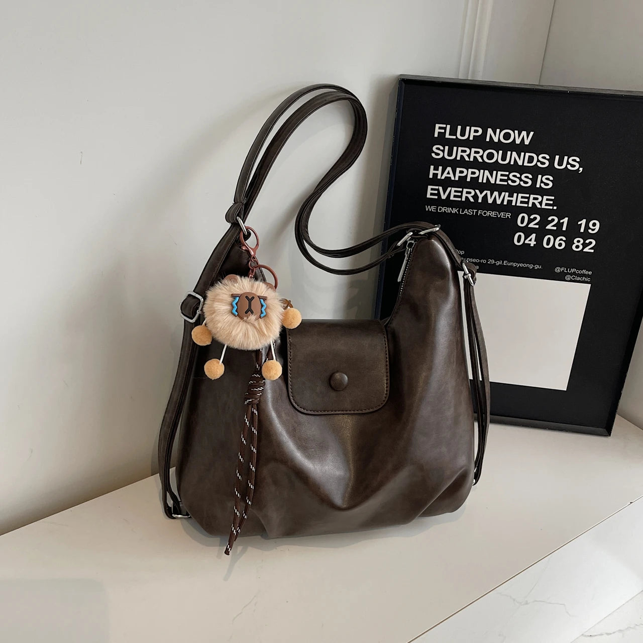 Women's First Layer Cowhide Large Capacity Crossbody Bag