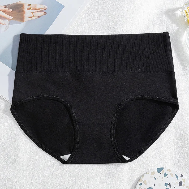 Cotton Women's Panties Elastic Soft Large Size XXL Solid color Ladies Underwear Breathable Sexy High Waist Tummy control Briefs