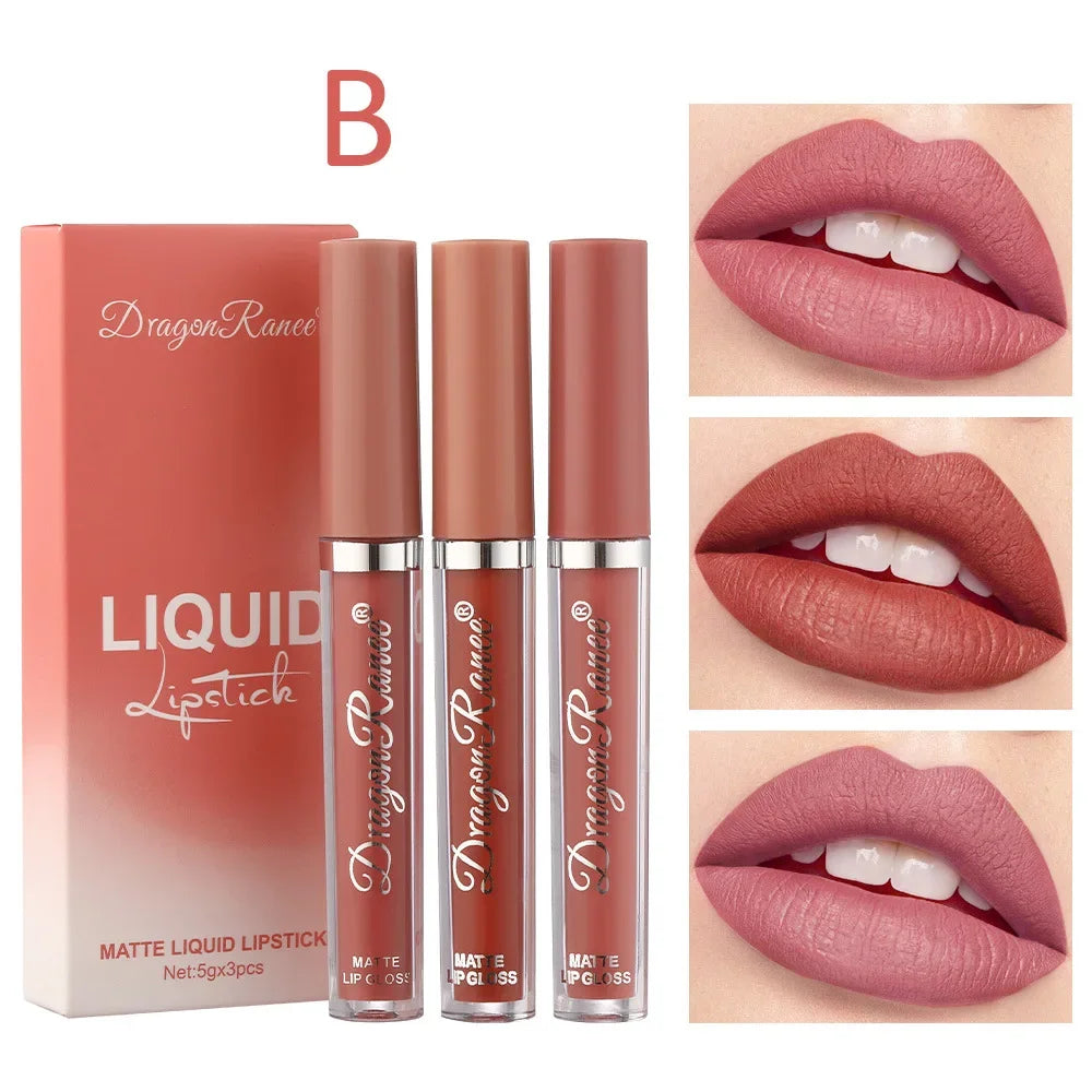 3 Pcs Long Lasting Liquid Lipstick Set Matte Lipsticks Waterproof