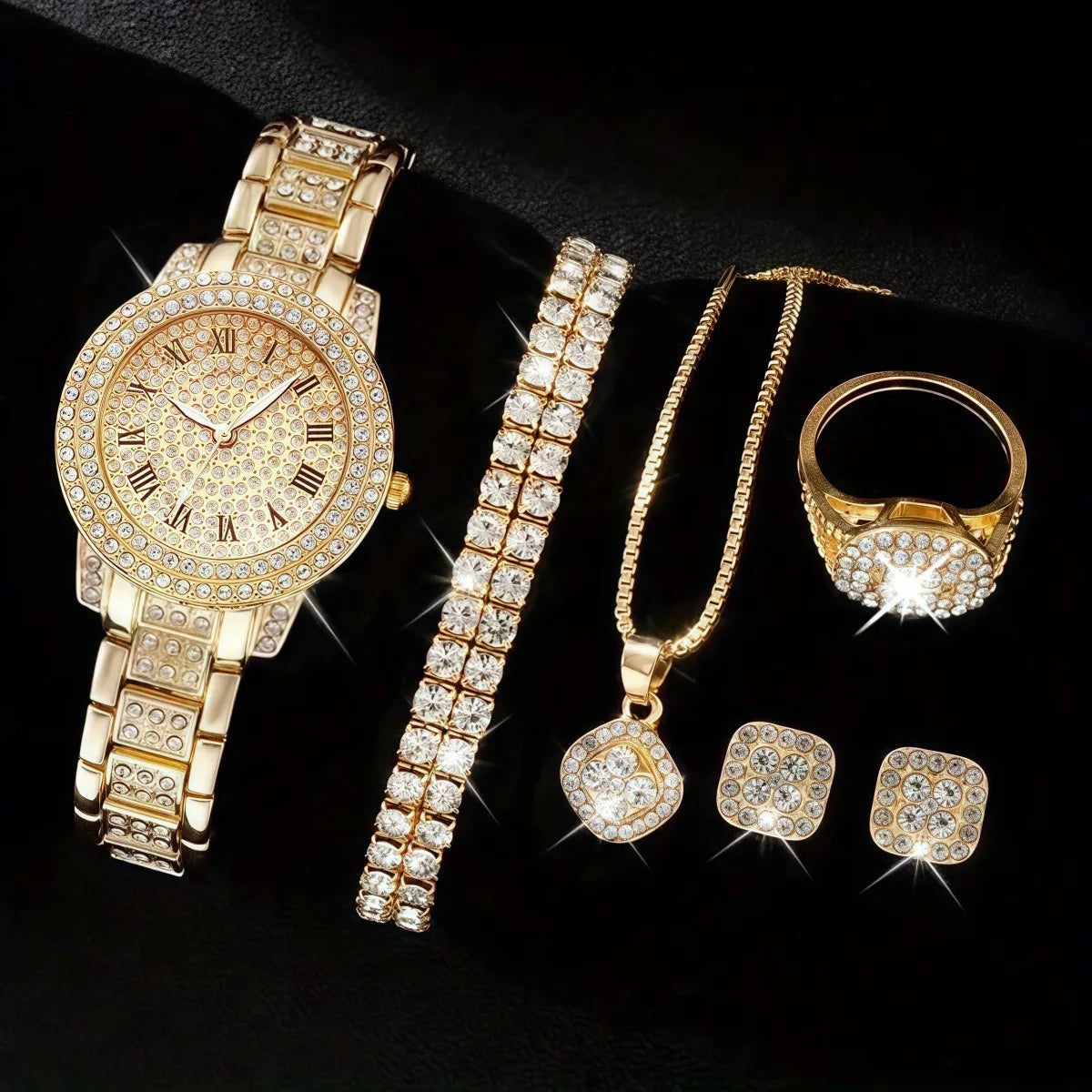 Women’s Luxury Quartz Watch & Jewelry Set – Elegant Style