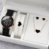 Elegant 6 Piece Women's White Silicone Watch and Jewelry Set