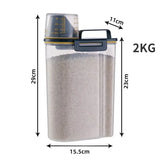1.5kg/2kg Dog Food Plastic Storage Tank with Measuring Cup and Spout- Moisture-proof- Sealed Jar- Pet Accessories