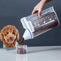 1.5kg/2kg Dog Food Plastic Storage Tank with Measuring Cup and Spout- Moisture-proof- Sealed Jar- Pet Accessories