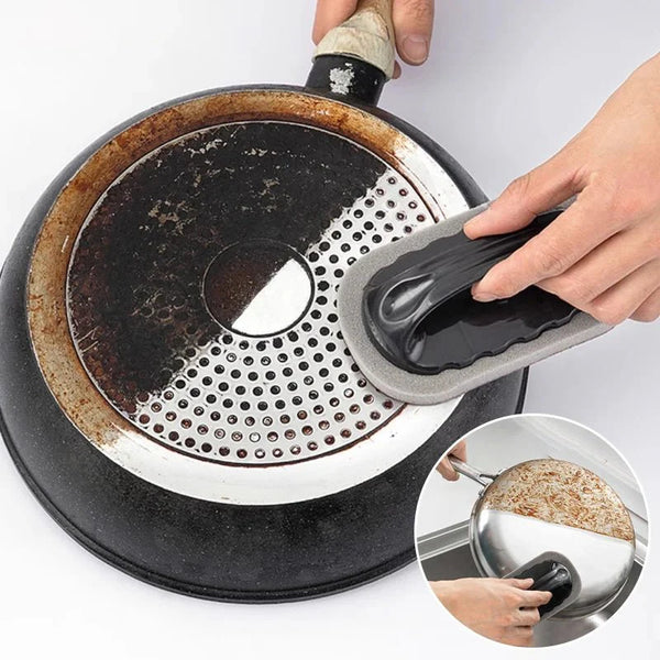 Magic Emery Sponge Brush Wipe Eraser Cleaner Kitchen Bath Rust Strong Decontamination Cleaning Tools With Handle Household Tools